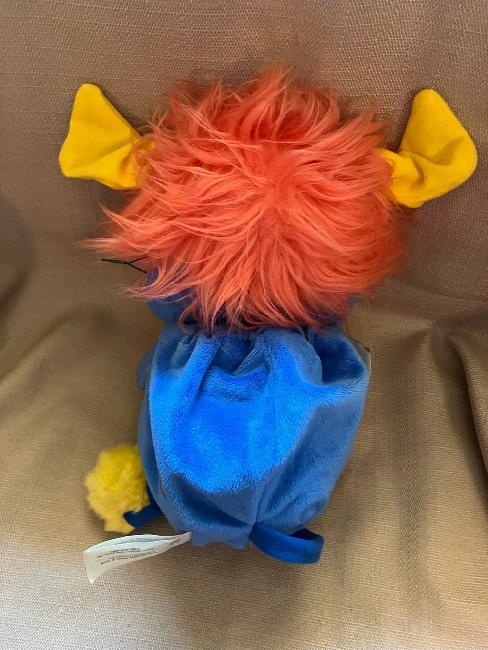 Plush Small Pet Toy — Blue, White & Yellow with Orange Fuzzy Mane Izzy Popples